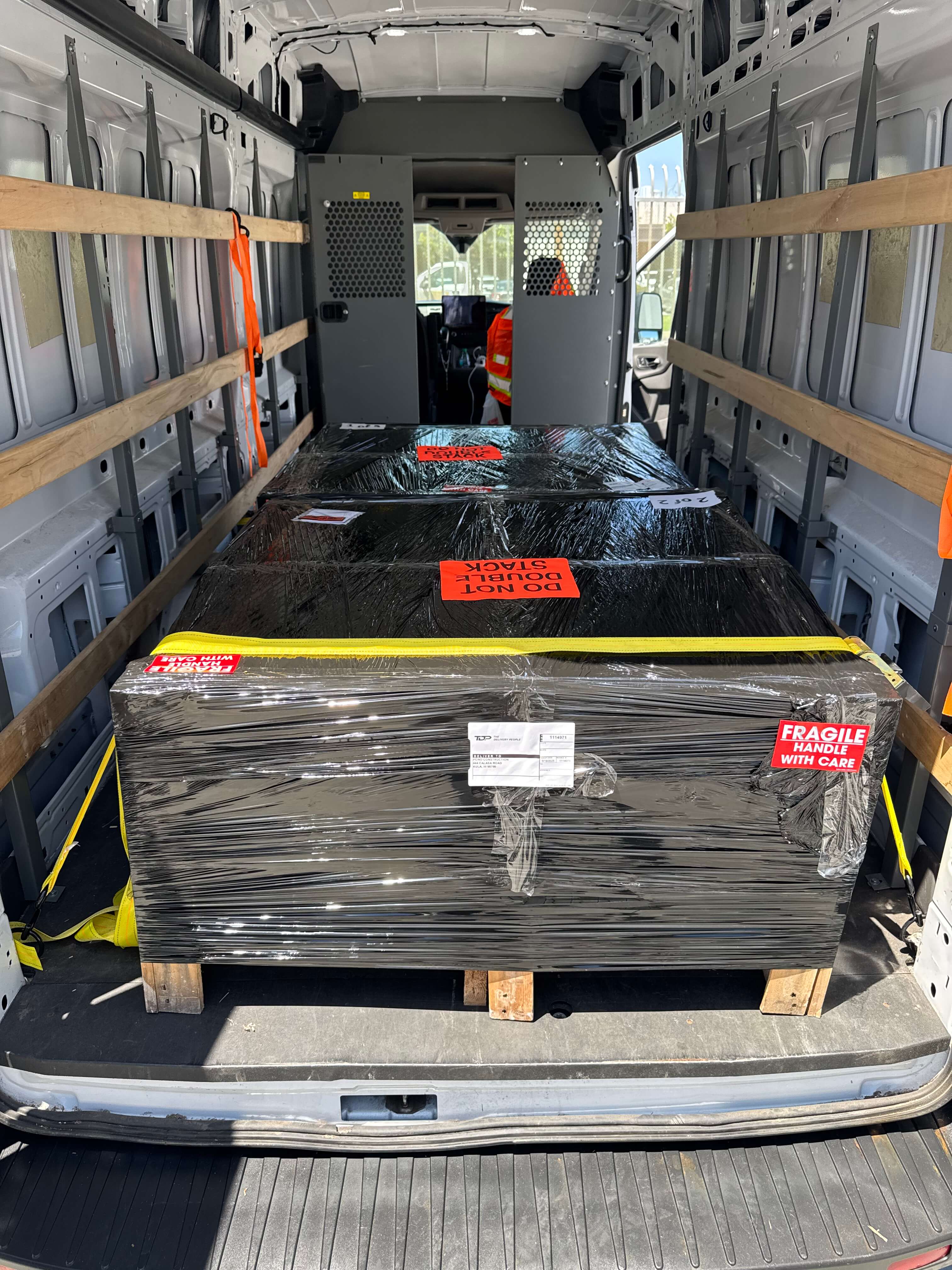 Commercial freight secured in van