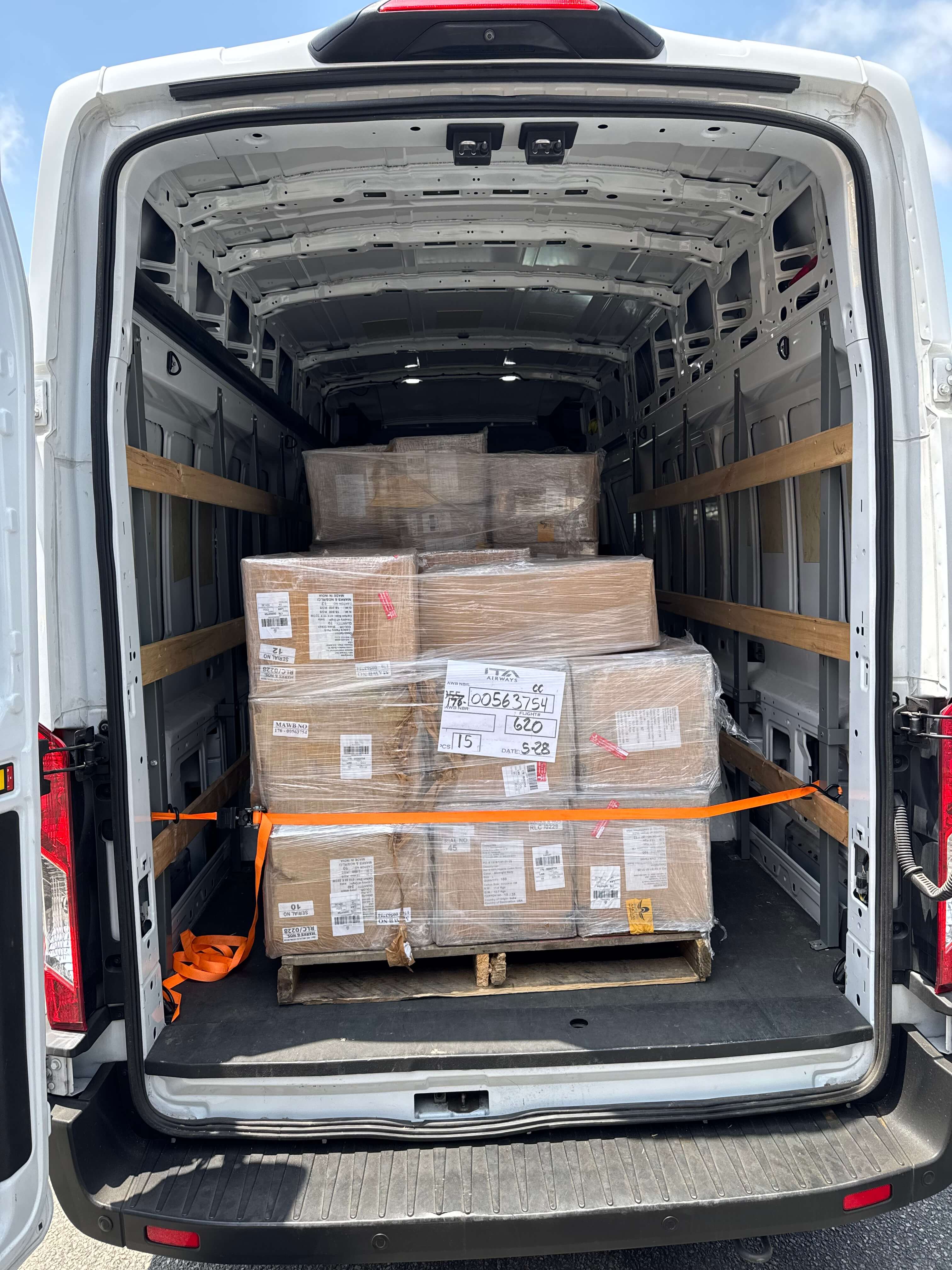 Guarded Xpress delivery van loaded